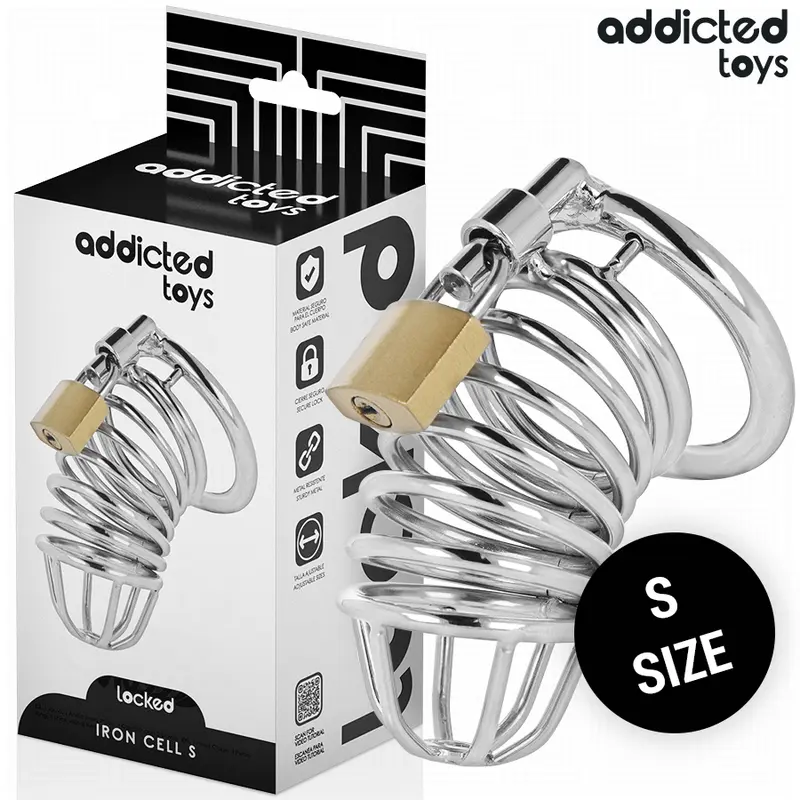 ADDICTED TOYS LOCKED - GABBIA PER PENE IN METALLO CON CELLULE DI FERRO 4 CM TAGLIA S