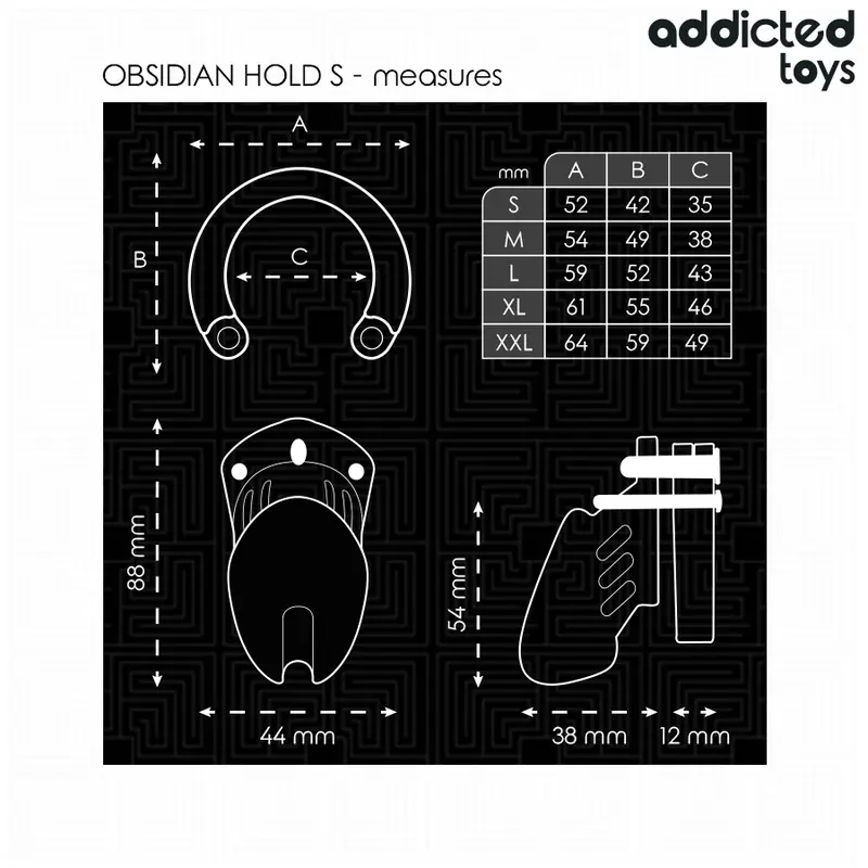 ADDICTED TOYS LOCKED - GABBIA PER PENE OBSIDIAN HOLD TAGLIA S