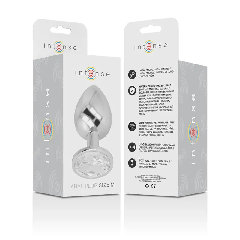 Aluminium Metal Anal Plug 8 cm x 3.3 cm – Silver Crystal