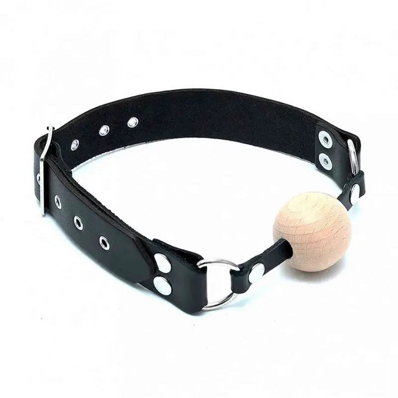 Ball-gag in legno con cinturino regolabile