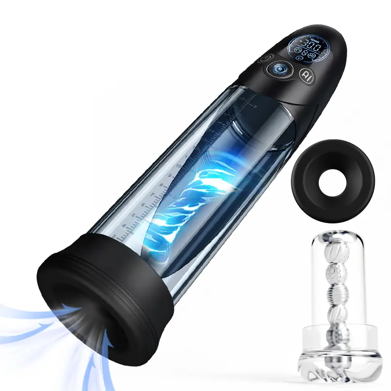 BathFun Pro - Pompa per allenamento sottovuoto a 9 livelli con controllo della pressione tramite IA, display LCD con pressione in tempo reale, 58 dB