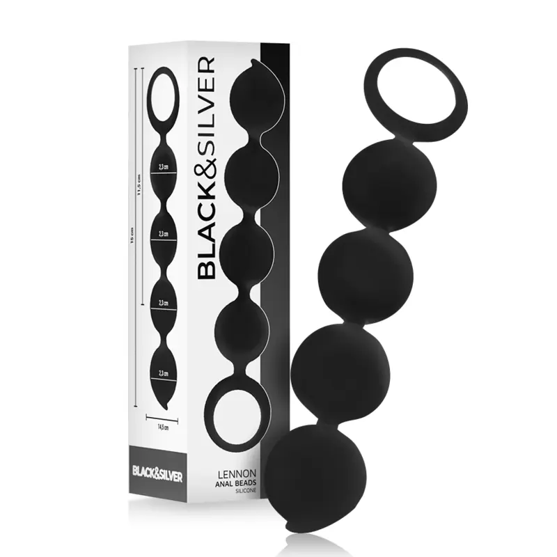 BLACK&SILVER - PERLINE ANALI IN SILICONE LENNON 15 CM