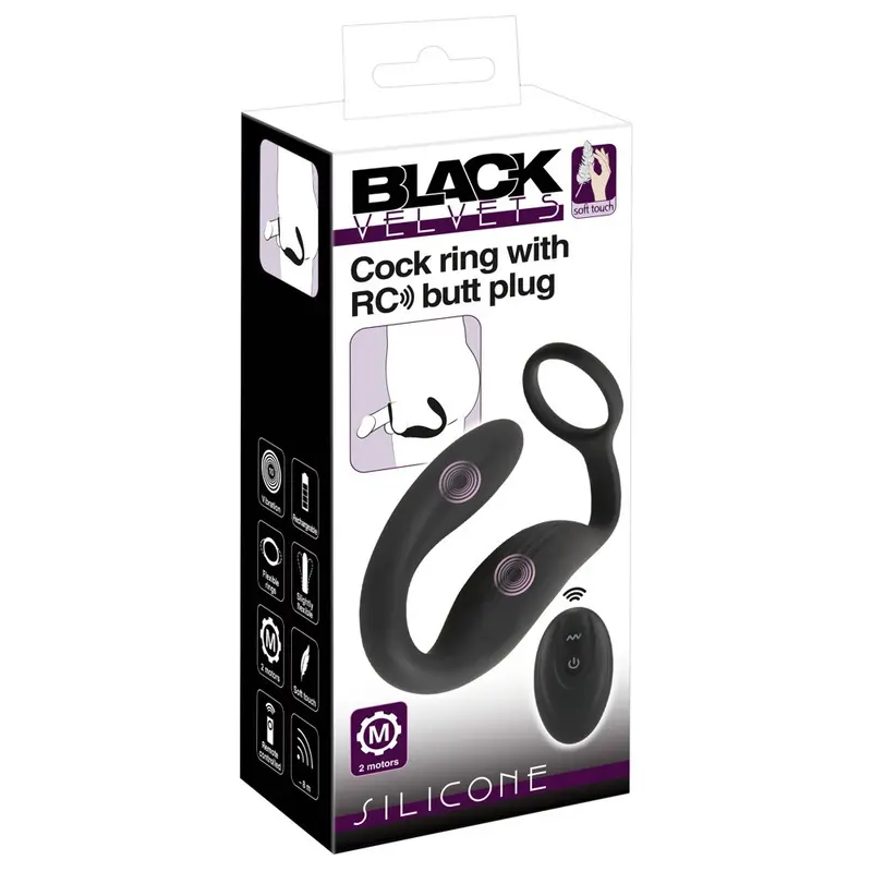 BLACK VELVETS - COCK RING WITH RC BUTT PLUG