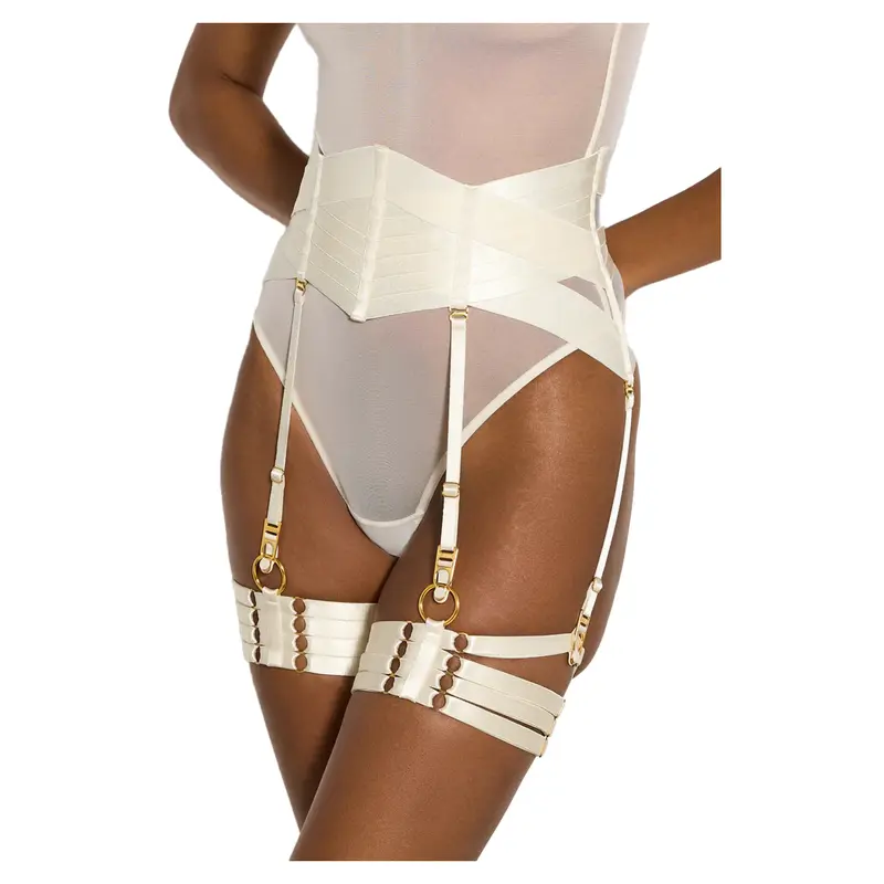 BORDELLE - STRINGIVITA CON REGGICALZE CREMA