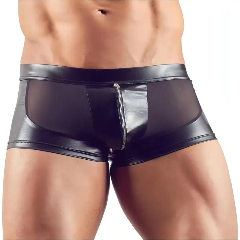 Boxer Svenjoyment nero lucido con inserti trasparenti