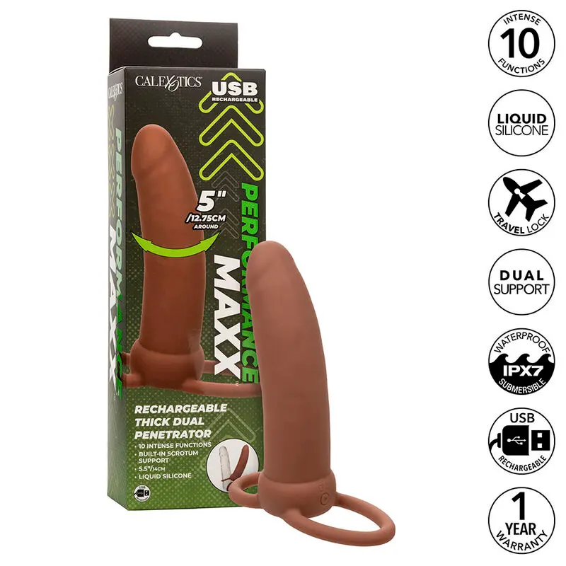 CALEXOTICS - MAXX THICK DUAL PENETRATOR 10 VIBRATIONS BROWN