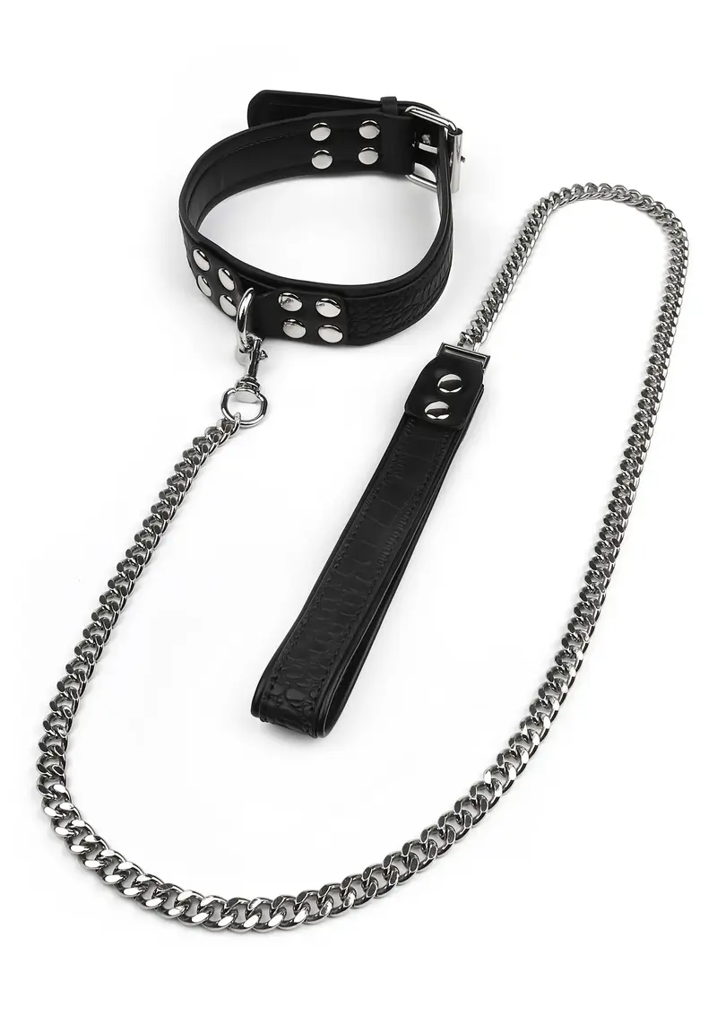 CROC-EMBOSSED COLLAR & LEASH