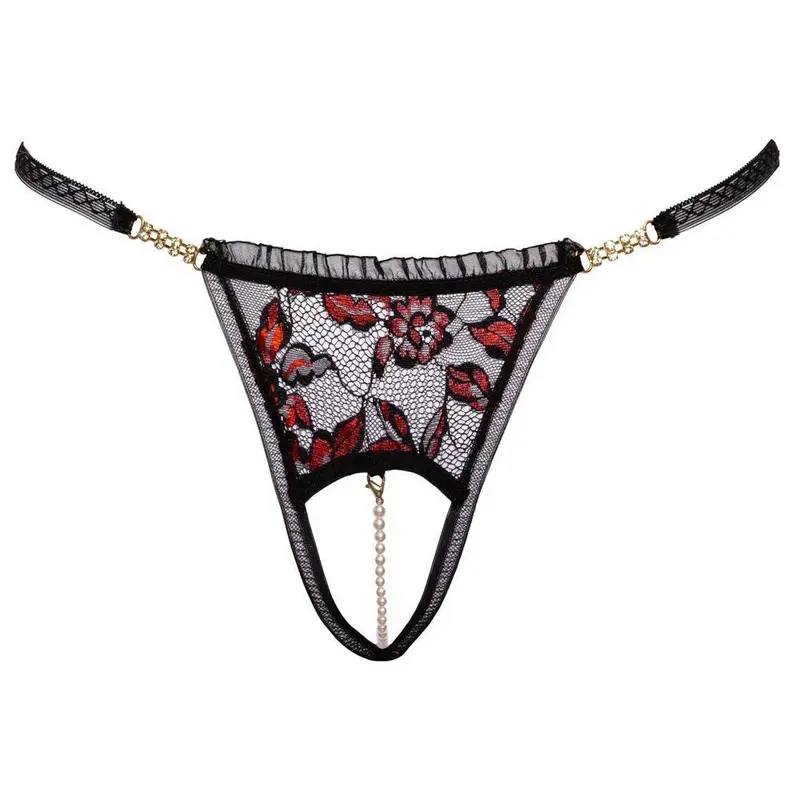 CROTCHLESS THONG WITH PEARL STRING - COTTELLI LINGERIE