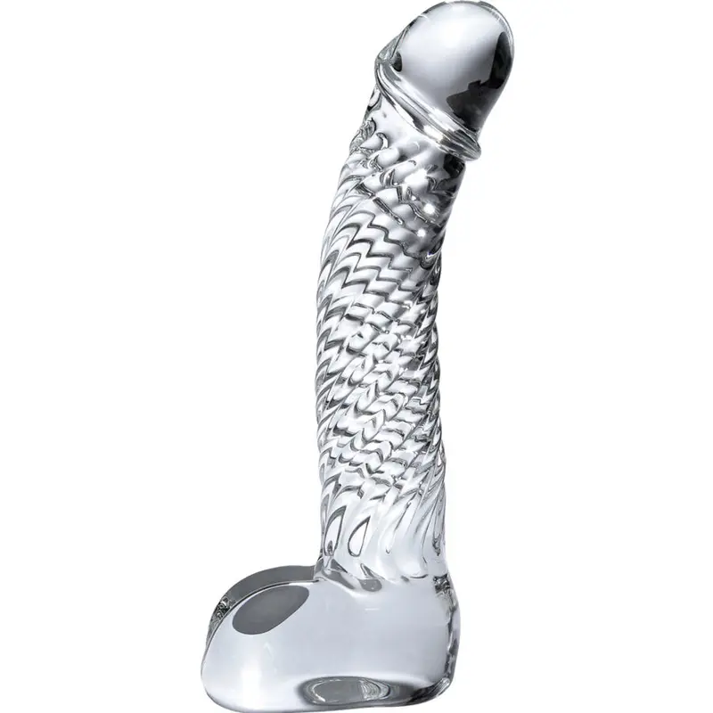 Curved Glass G/P-Spot Dildo with Flat Base | 13 cm × 3 cm insertable | ICICLES