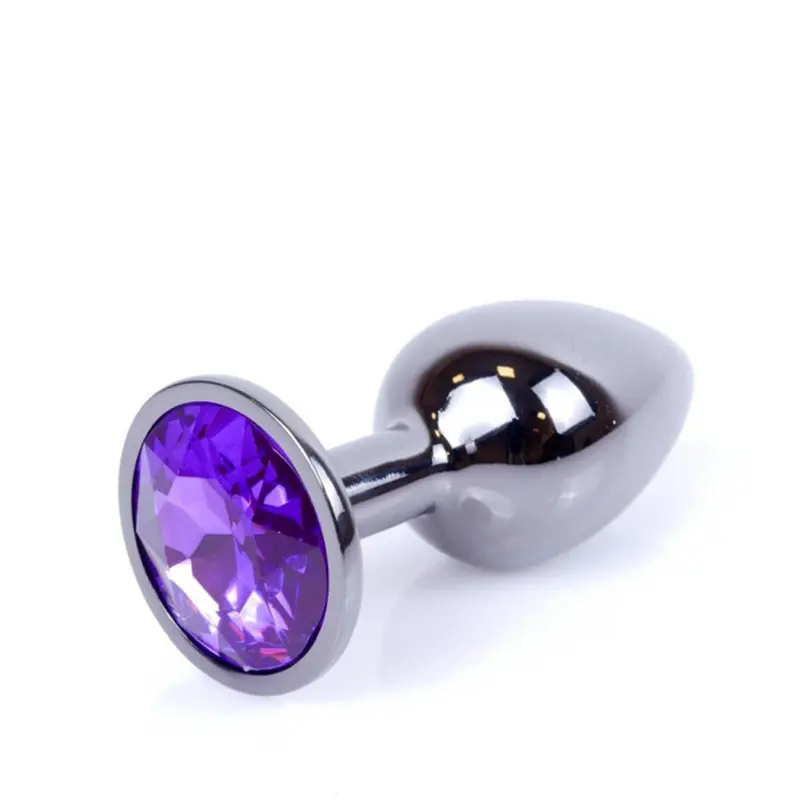 Diamante Anale in Acciaio Scuro con Gemma Viola