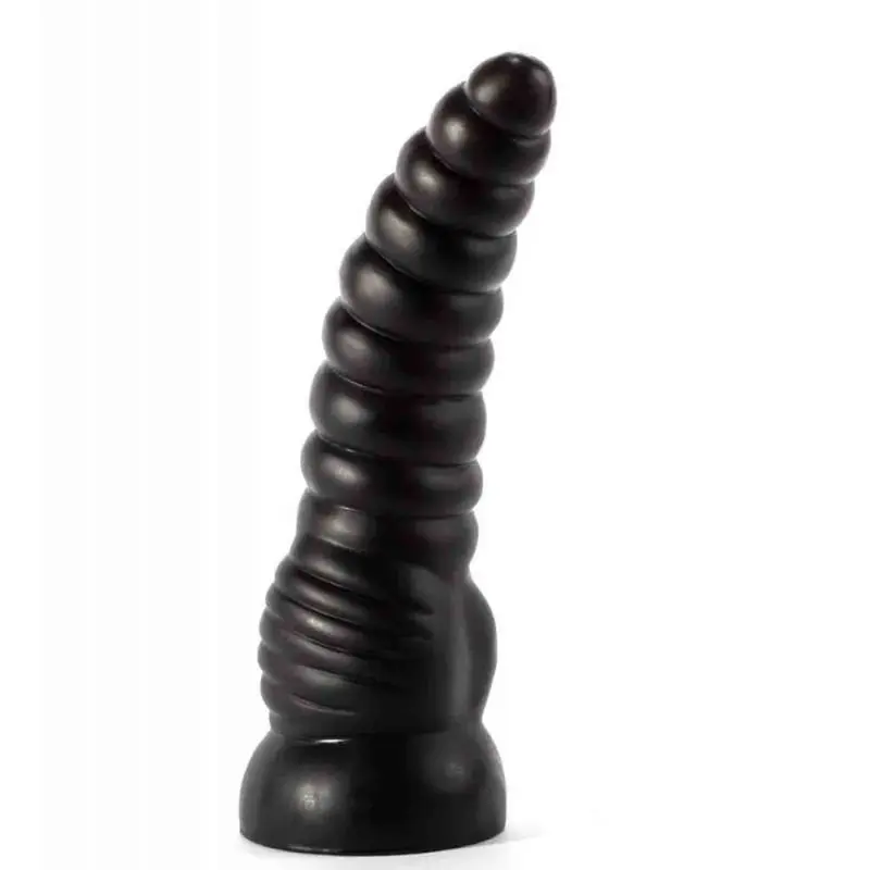 Dildo Nero a rilievi anulari 27.6 cm