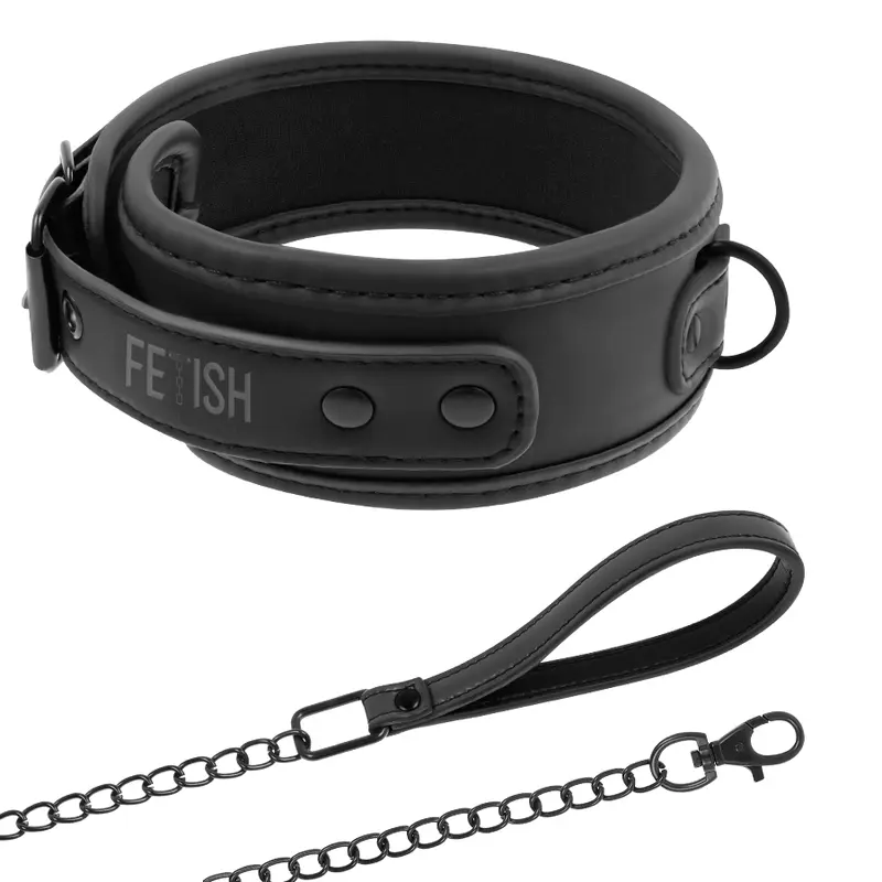FETISH SUBMISSIVE COLLARE CON CATENA E FODERA IN NEOPRENE