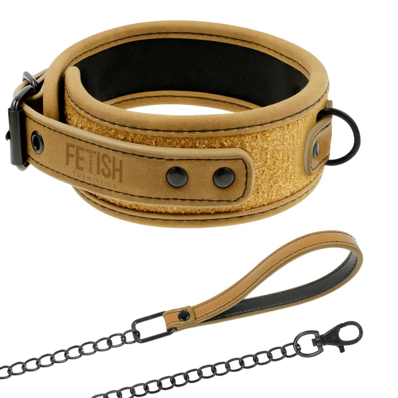 FETISH SUBMISSIVE ORIGEN COLLARE CON CATENA E FODERA IN NEOPRENE