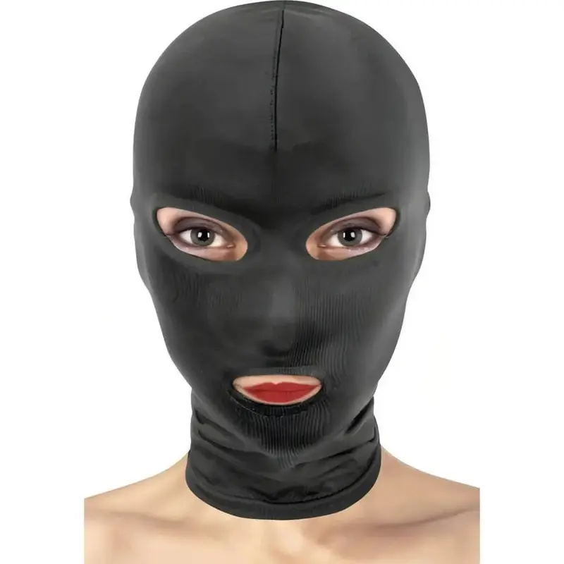 Fetish Tentation Cappuccio nero open mouth and eyes
