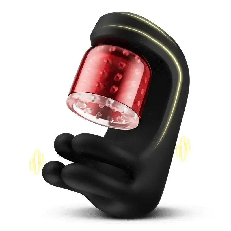 Finger 2.0-9 vibrazioni 9 dita che pizzicano 9 rotazioni Masturbatore potenziato per l'allenamento del glande
