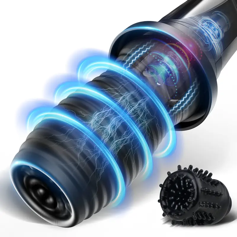 【FREE LUBE】DARK LORD 7 Rotazione 10 Vibrazione Avvolgimento a 360 ° Masturbatore Cup antipolvere rimovibile