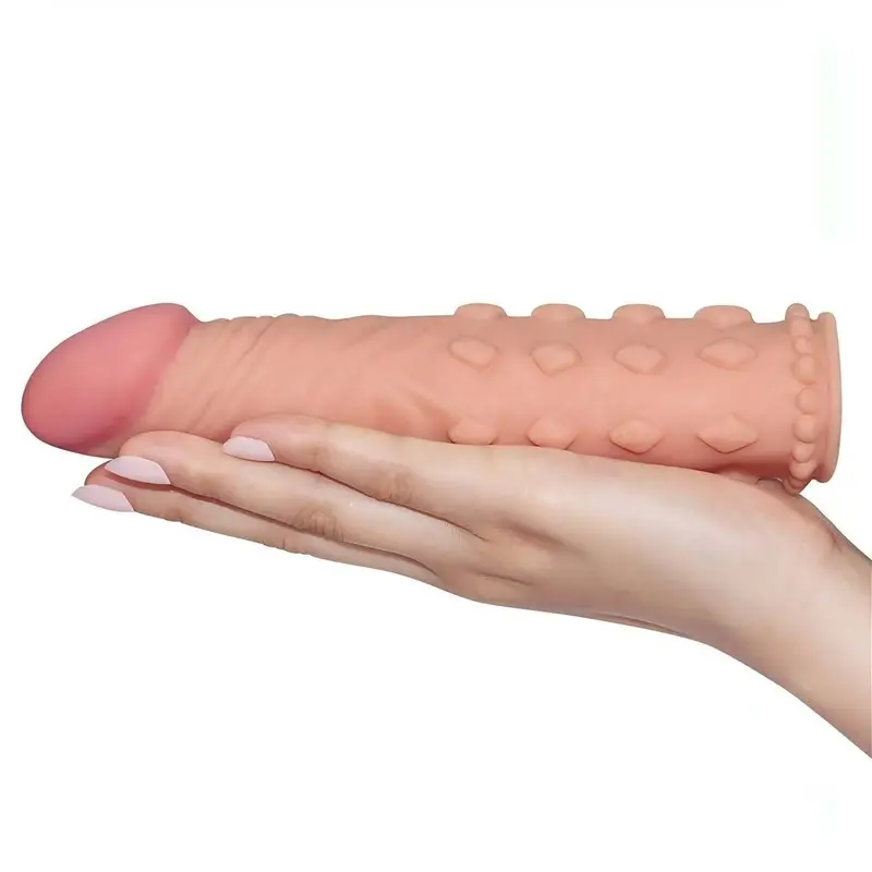 Guaina Realistica Con Rilievi Stimolanti 17.5 cm estensione 4 cm