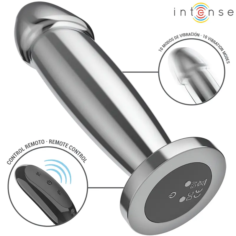 INTENSE - ANAL PLUG 10 VIBRAZIONI DILDO METALLO CON TELECOMANDO M