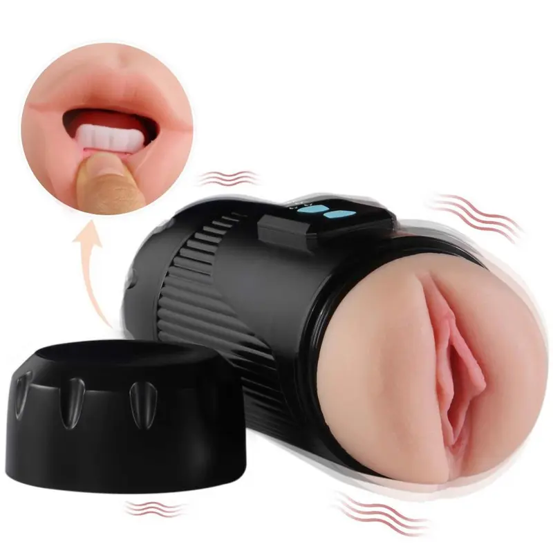 Kay Cup Masturbatore Vibrante Doppio con Bocca e Vagina