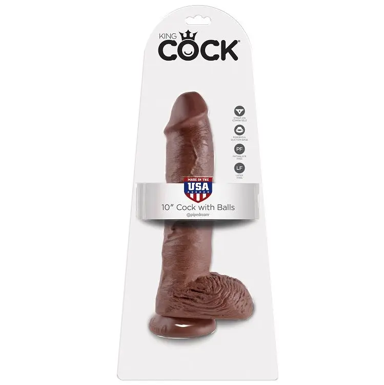 KING COCK 10" CAZZO MARRONE CON SFERE 25,4 CM