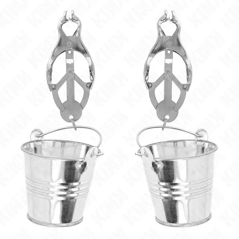KINK - JAPANESE CLOVER NIPPLE CLAMPS WITH BUCKETS SILVER