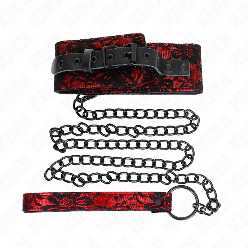 KINK - LACE NECKLACE WITH BELT WITH REAL LEATHER BELT 105 CM / 44 X 5.5 CM