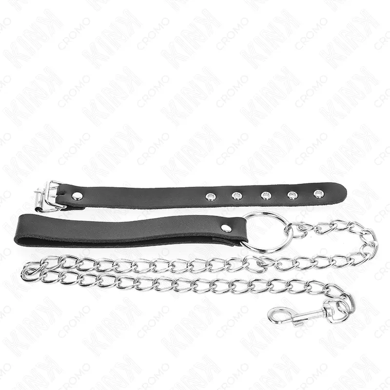 Leather Strap Penis Ring & Chain | 21.5 cm × 2 cm strap + 60 cm chain | KINK