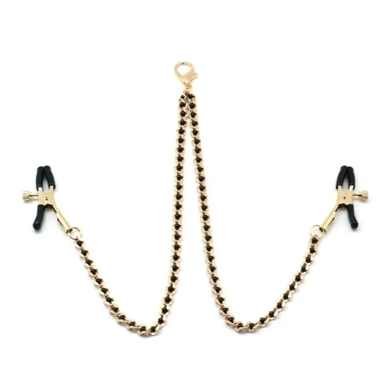 LIEBE SEELE - STRINGI CAPEZZOLI CATENA CON PERLINE NERE