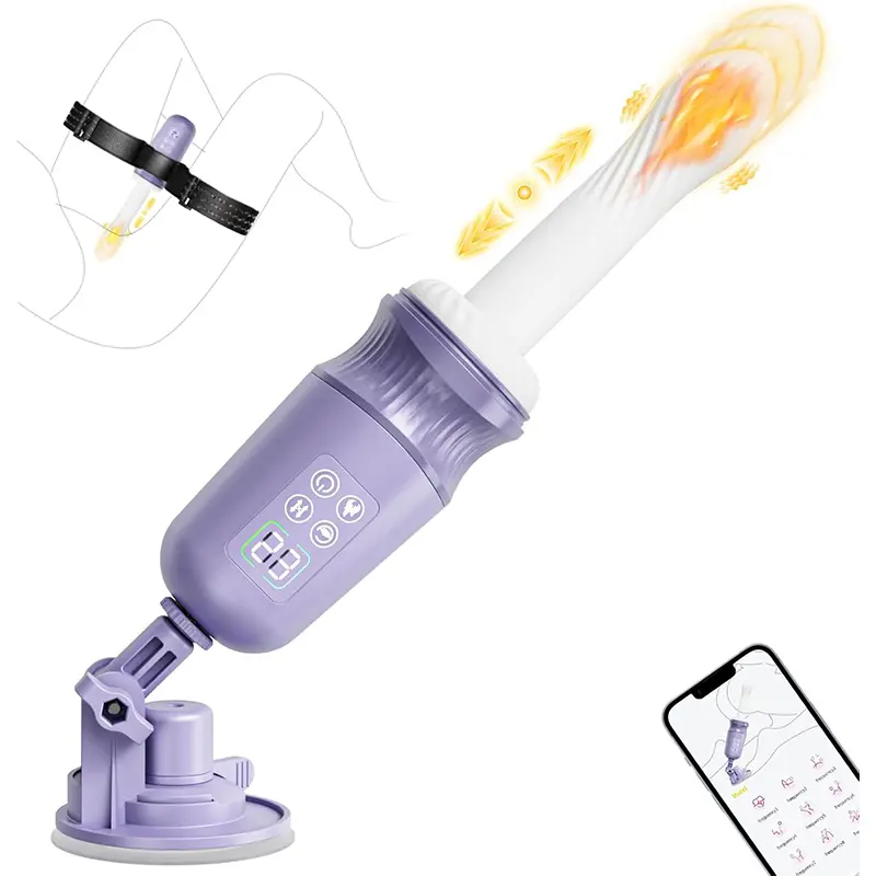 Macchina sessuale a spinta e riscaldamento controllata tramite app per stimolazione del punto G o anale con cinghie per gambe