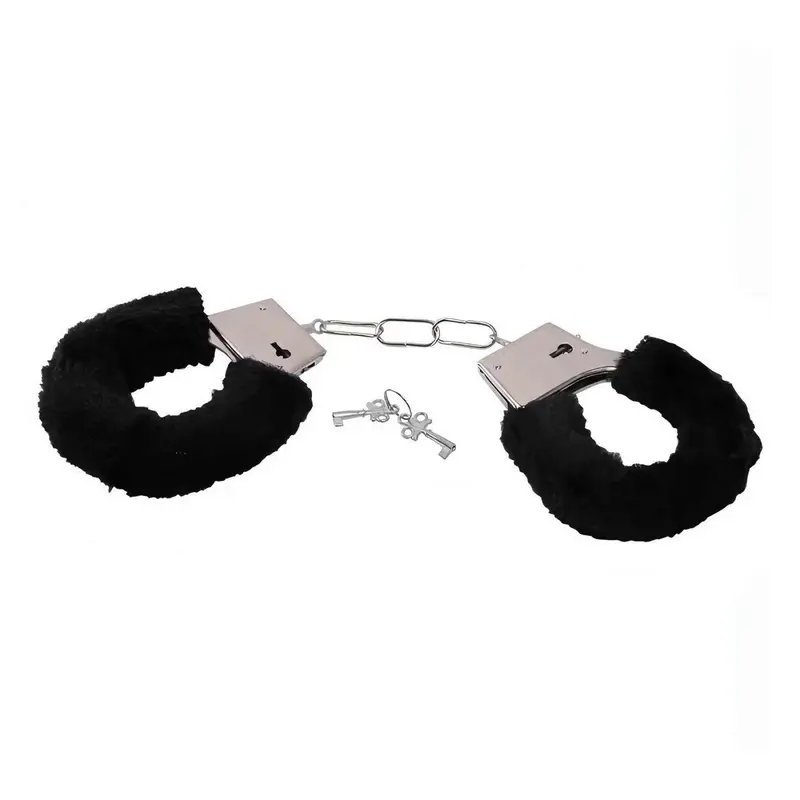 Manette metalliche con peluche nero