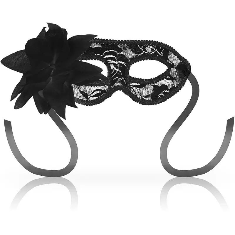 MASCHERE OHMAMA MASCHERA IN PIZZO E FIORE - NERO