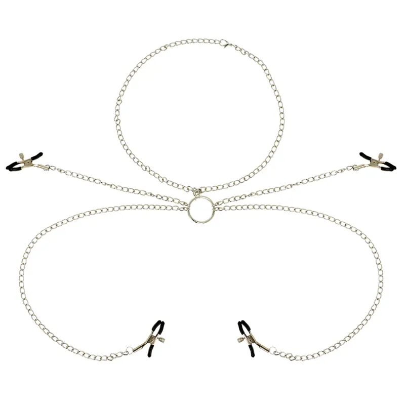 OHMAMA FETISH 4 MORSETTI PER CAPEZZOLI CON COLLANA A CATENA