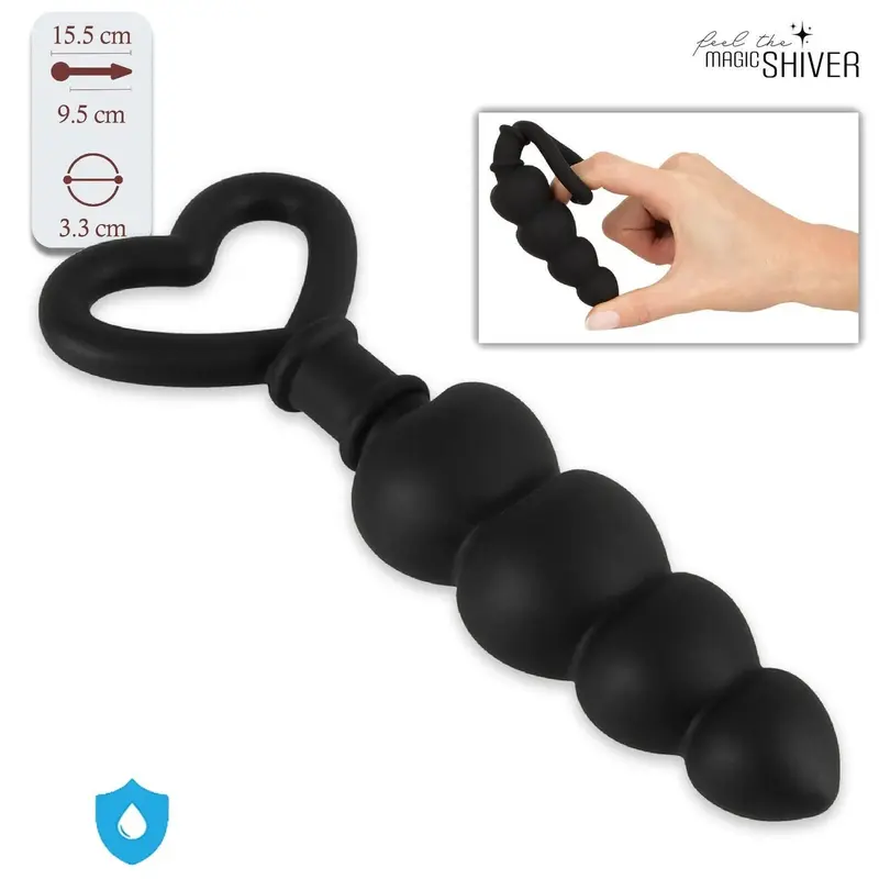 Palline anali Magic Shiver in silicone con base a cuore