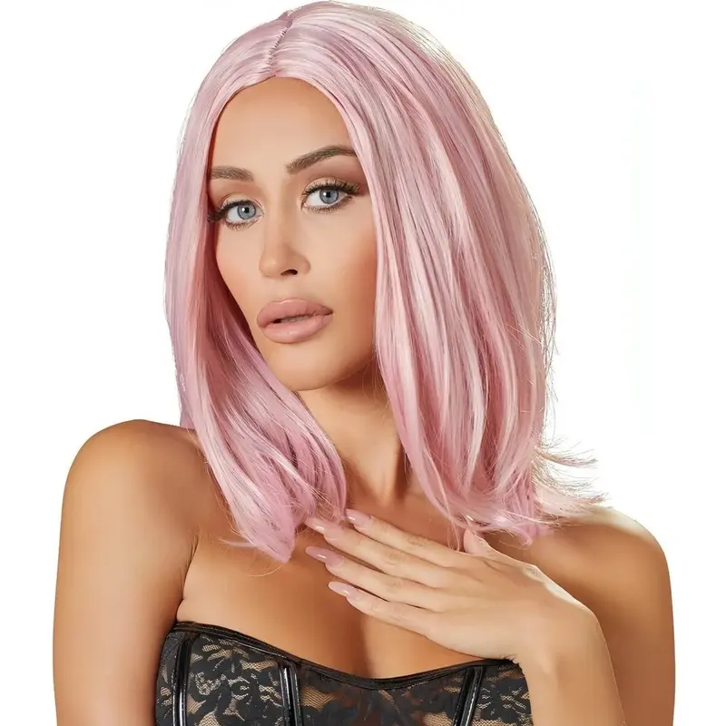 Parrucca Capelli Rosa 30 cm