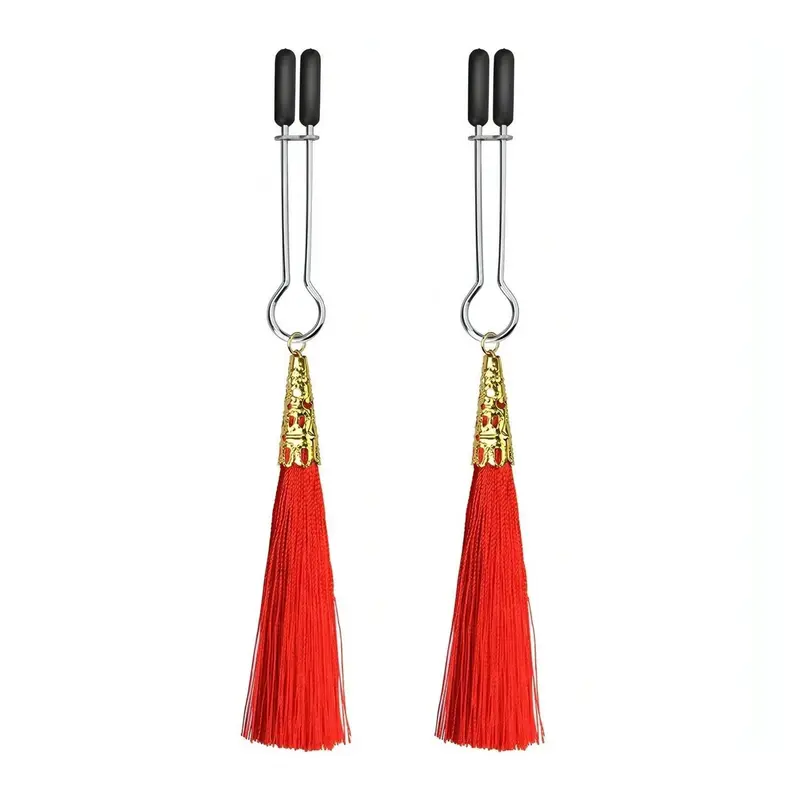Pinze per capezzoli Lovetoy con frangia rossa