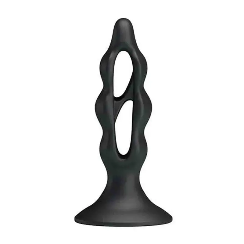 Plug anale Baile in silicone nero con sistema di contrazione