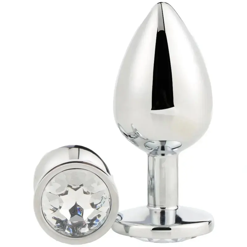 Plug Anale in Metallo Con Diamante Bianco - Large