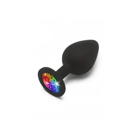 Plug anale in silicone nero Rainbow Booty Jewel