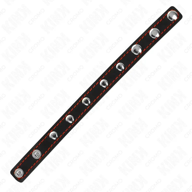 Red-Lined Leather Cock Ring • Snap-Pressure Closure (21 × 1.5 cm) | KINK