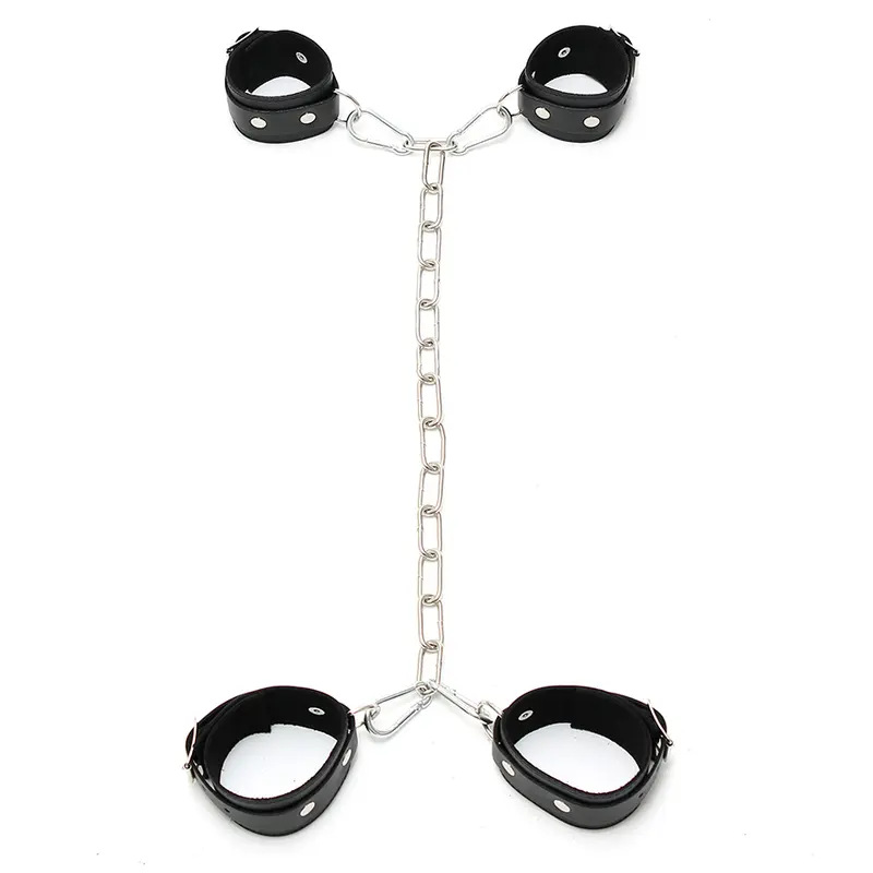 RIMBA - TOP QUALITY LEATHER ARM TO ANKLE CUFFS COMBINATION WITH CHAIN