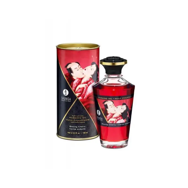 SHUNGA WARMING MASSAGE OIL 100ML - BLAZING CHERRY