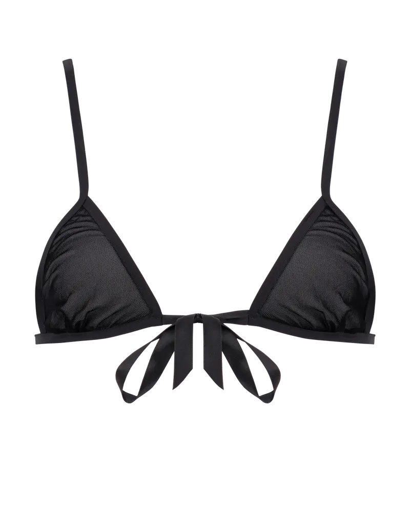 SIMONA RIBBON TIE BRA - BLACK