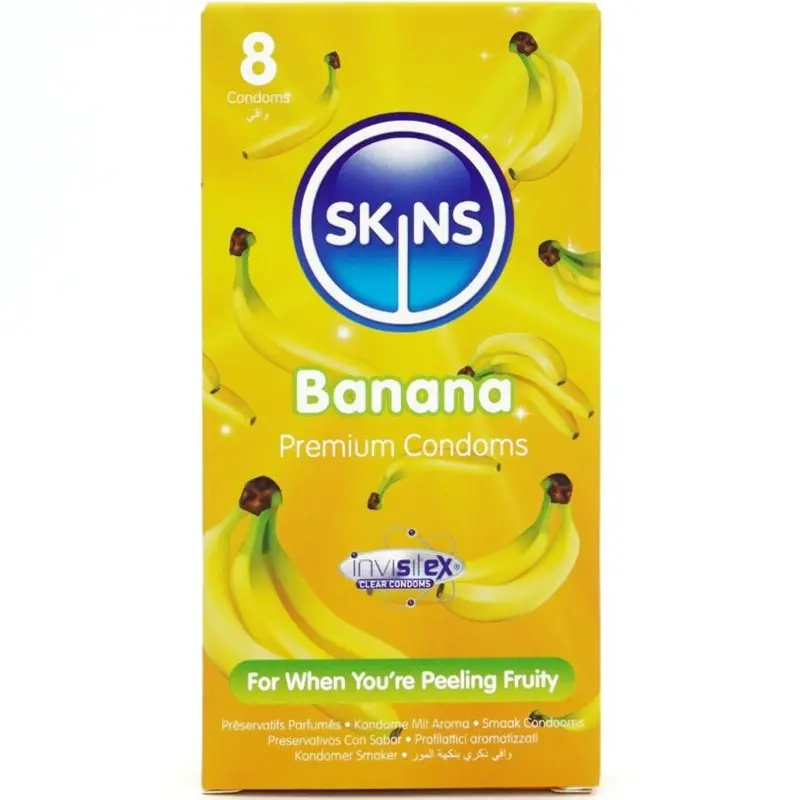 SKINS - PRESERVATIVI BANANA PREMIUM CONFEZIONE DA 8