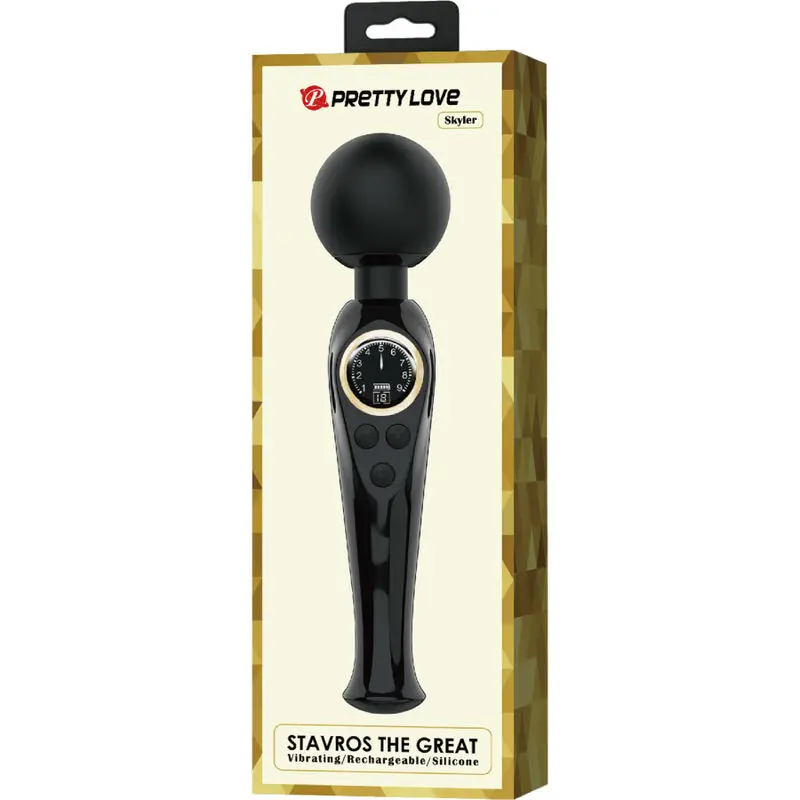 Skyler Wand Vibrator Black 10 Modes, 9 Speeds — Pretty Love