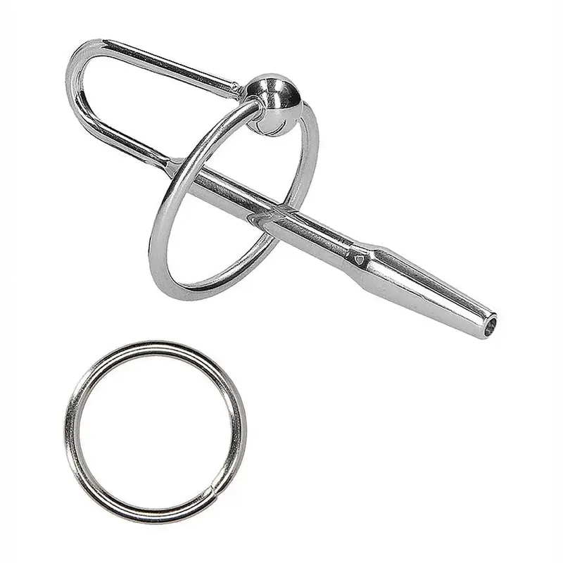 Sound uretrale Ouch! in metallo con supporto ad anello