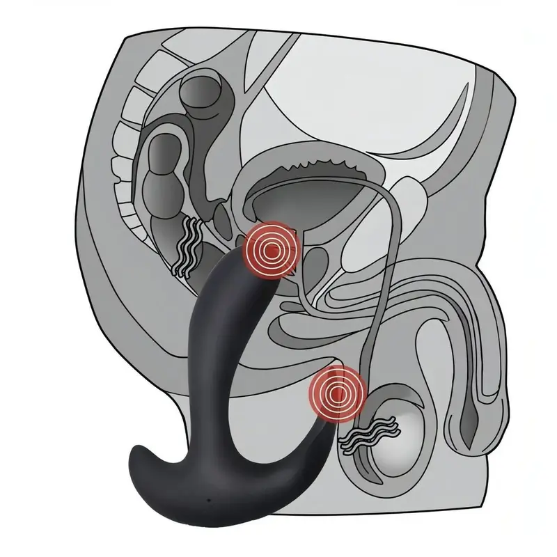 Stimolatore Punto P in Silicone Medicale con 10 diversi programmi di vibrazione - Nero, Ricaricabile