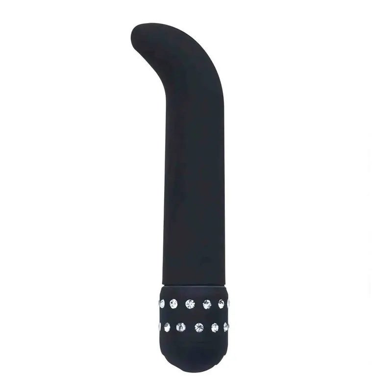 Vibratore Punto-G in silicone 15 cm con diamanti  - Multispeed, Nero